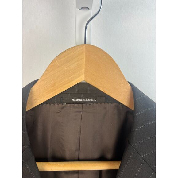 ERMENEGILDO ZEGNA TRANSEASONAL SILK WOOL Black Striped Blazer Jacket 52R, US 42R - Picture 2 of 10